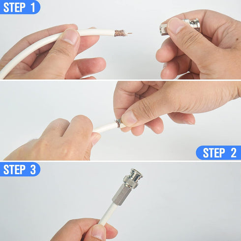 ENS BNC Male Twist-On Connector, Coax RG 59 Connector, 50 PCs
