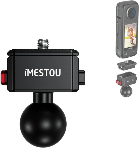 iMESTOU Sports Camera Riding Mount with 1/4 Screw for Insta 360 Action Camera, 1" Ball Head