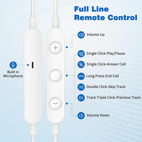 USB C Wired Headphones, HiFi Stereo Type C Earbuds with Microphone Volume Control for Samsung Galaxy S24, iPhone 15 Pro
