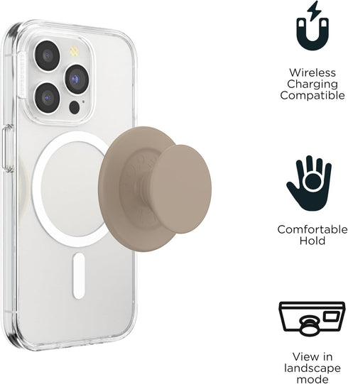 PopSockets MagSafe-Compatible Phone Grip and Stand - Soft Touch Latte, Brown