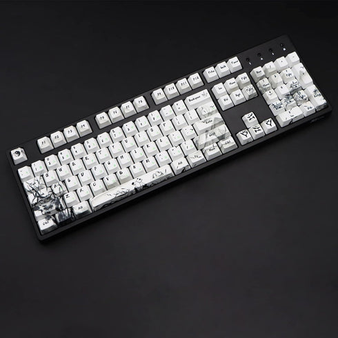 MOLGRIA Keycaps 110 Set Ink Panda for Full Sized Keyboard, Custom PBT OEM Profile with Japanese Font for Cherry MX