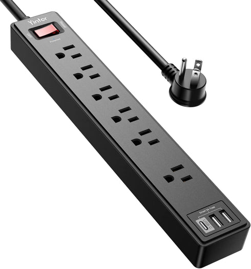 Yintar 6Ft Power Strip Surge Protector - Extension Cord with 6 AC Outlets