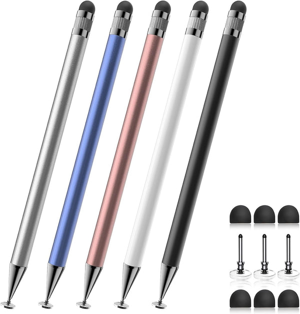 Stylus (5 Pcs), 2-in-1 Stylus Pen for Touch Screen, High Precision and Sensitivity, Suitable for iPhone/iPad/Android