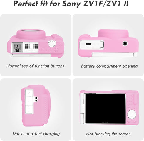 Rieibi ZV-1F Soft Silicone Protective Case for Sony ZV1F/ZV-1M2/ZV-1 Mark II Vlog Camera, Lightweight, Pink