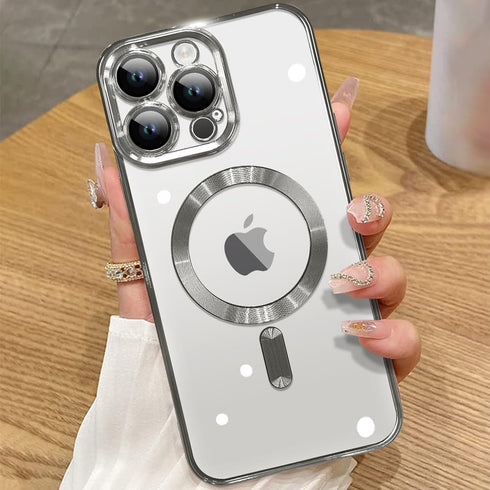 ZIYE iPhone 15 Pro Max Case - Luxury Clear Plating, Soft TPU Bumper, Full Camera Protection, MagSafe Compatible (6.7")