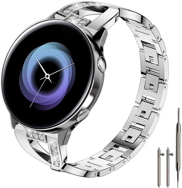 Compatible for Samsung Galaxy Watch 7/6/5/4 Band/Active 2, 40mm 44mm, Watch 4 Classic Band 46mm 42mm, 20mm Bling Metal