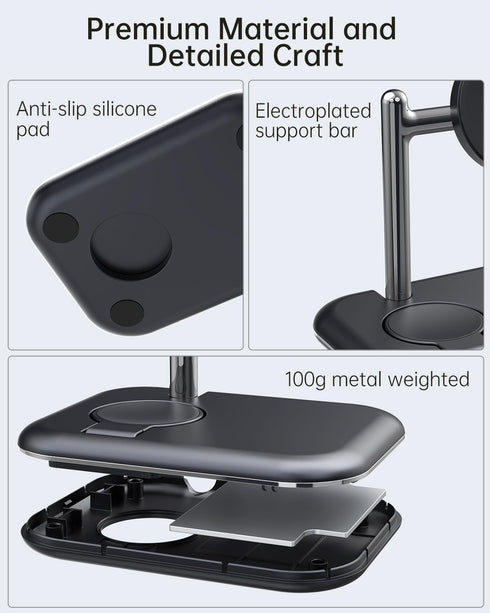 Dual Watch Charger Stand for Samsung Watch 7/6, Foldable 2 in 1 Charging Station for Samsung Watch Series, Wireless