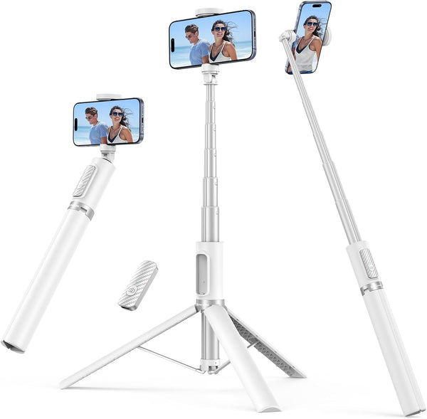 SYNCWIRE 55" Selfie Stick Tripod, Extendable Aluminum Phone Tripod with Rechargeable Bluetooth Remote, Compatible with