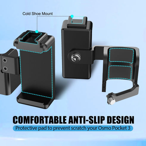 OSMO Pocket 3 Phone Mount Holder with Cold Shoe Expansion Frame and 1/4 Threaded Hole for DJI Accessories