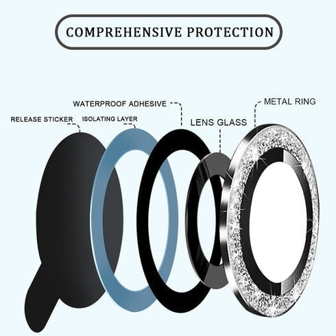 Camera Lens Protector for iPhone 14/iPhone 14 Plus Bling Diamond Camera Cover Tempered Glass Screen Protector Rear Camera Decorations Accessories