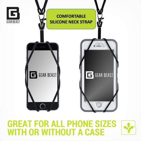 Gear Beast Cell Phone Lanyard - Universal Neck Phone Holder with Card Pocket and Silicone Neck Strap, Clear