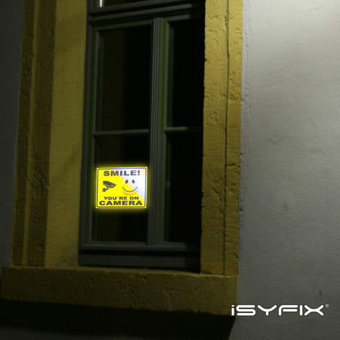 iSYFIX Smile You're On Camera Reflective Stickers, 4 Pack, 7x6 Inch, UV, Weather, Scratch, Fade Resistant
