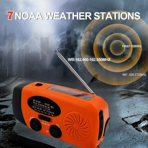 5000mAh Weather Emergency Radio, Portable Solar AM/FM/NOAA Hand Crank Radio with SOS, Power Bank (Orange)
