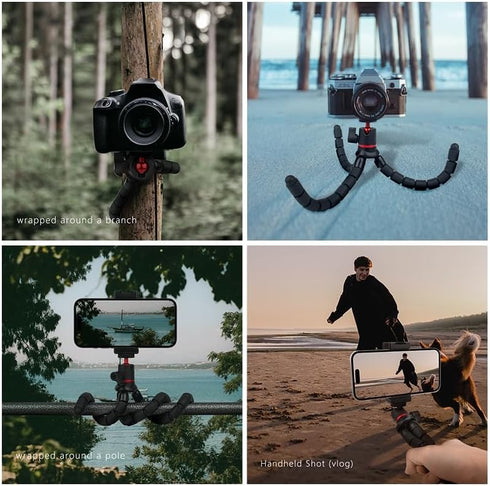 PULUZ Portable Phone Tripod with Wireless Remote and Clip, Flexible Cell Phone Tripod Stand for Video