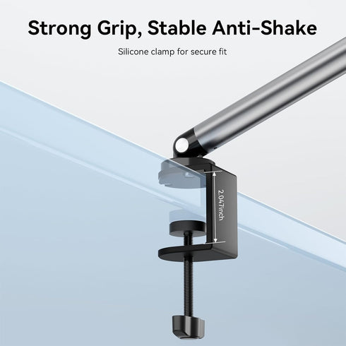 Phone Holder for Desk with Strong Magnetic Design, Tablet Stand Holder with Long Arm, 360° Freely Adjustable Rotation