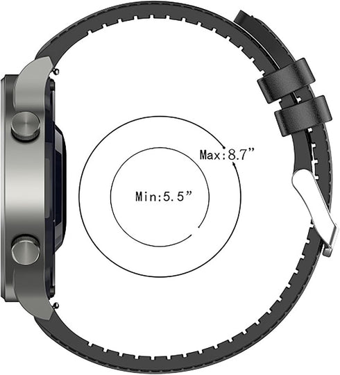 Lamshaw 22mm Leather Silicone Replacement Smartwatch Strap, Compatible for IDW13, IDW16, IDW19, TOOBUR, and More