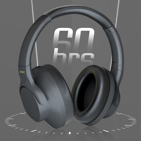 ZIHNIC Active Noise Cancelling Headphones, 60H Playtime Wireless Bluetooth Headset, Low Latency, Black