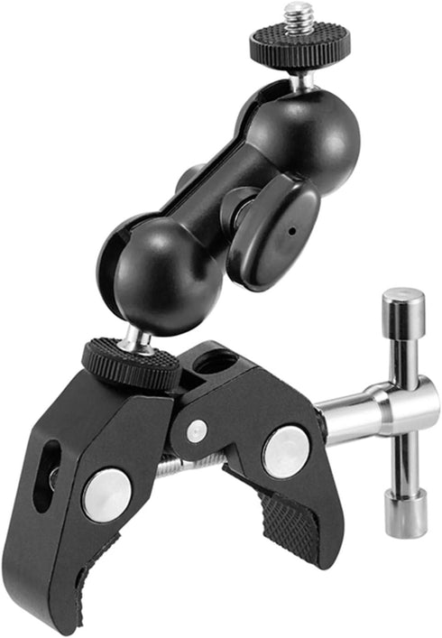 WANBY Double Ballhead Magic Arm Camera Clamp Mount Monitor Mount Bracket with Super