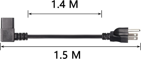 CERRXIAN 4.92FT 18AWG 3 5-15P 90 320 C13 10A/125V, Left Angle Prong Computer Power Cord, NEMA to Degree IEC Monitor TV