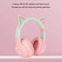 KUIDAMOS Cat Ear Headphones with Detachable Microphone, 7 Colors LED Lights, Foldable Over Ear Headphones, BT and Wired