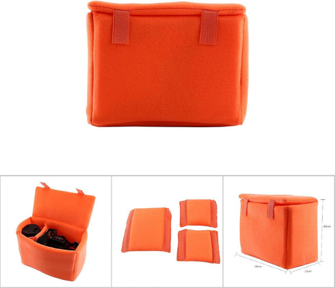 DSLR Camera Insert Bag - Padded Inner Case for Secure Storage (Orange)