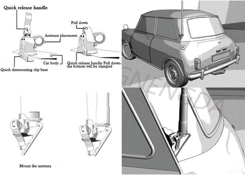 UAYESOK Car Antenna Mount Bracket Clip Trunk Lid Hatchback Mobile Radio Antenna Base with 5M/16.4ft SO239 to PL-259