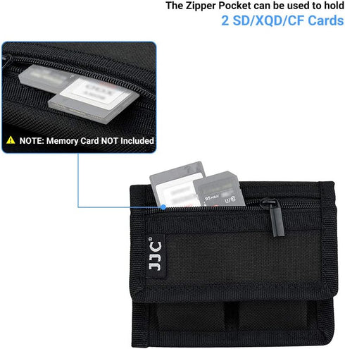 DSLR Battery and Memory Card Holder Pouch, 3 Pockets for AA Battery and Various Camera Batteries and SD Cards