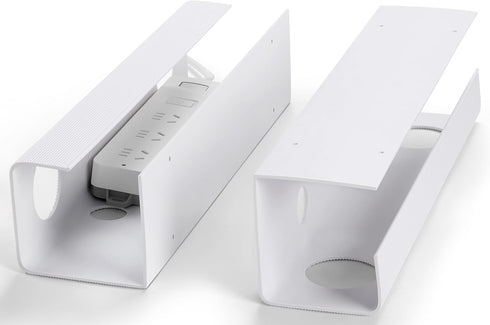 Large Capacity Cable Management Tray 2 Pack, Under Desk Cable Tray (2xL15.7in), PVC Cord Management Ideas, Desk Cable