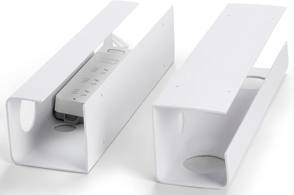 Large Capacity Cable Management Tray 2 Pack, Under Desk Cable Tray (2xL15.7in), PVC Cord Management Ideas, Desk Cable
