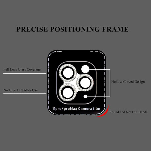 SVIBEE Camera Lens Protector for iPhone 11/12/12mini, Aluminum Alloy Lens Screen Cover Film, Rocky Crystal
