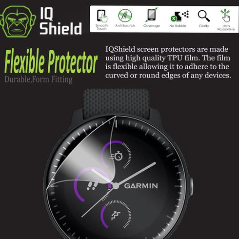 IQShield Screen Protector for Garmin Vivoactive 3 Music, 6-Pack, Anti-Bubble Clear TPU Film