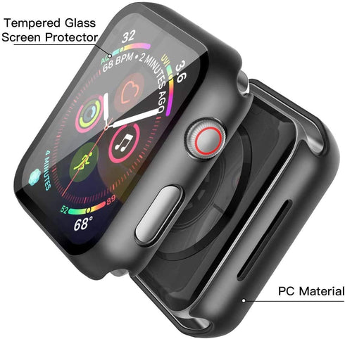 Misxi 2 Pack PC Case with Tempered Glass Screen Protector for Apple Watch SE 2 (2024) and Series 4-6, 40mm