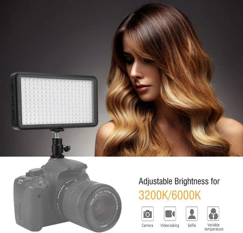 LED Video Light W228, 3200K/6000K LED Light Panel Lamp for Nikon, Canon, Sony Digital Cameras