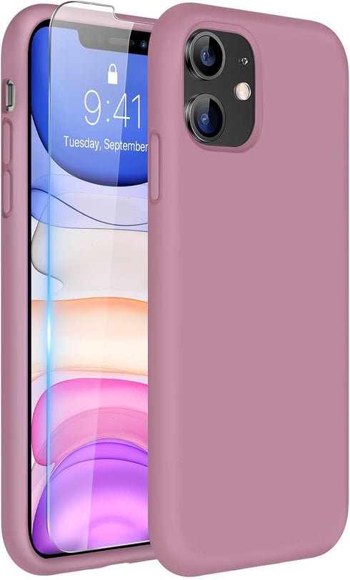 Miracase Liquid Silicone Gel Rubber Case for iPhone 11, Full Body Drop Protection with Screen Protector