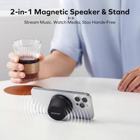 MOMAX IPX6 12H Magnetic Portable Bluetooth Speaker, Waterproof Mini Shower Speaker, Enhanced Bass, Playtime, TWS
