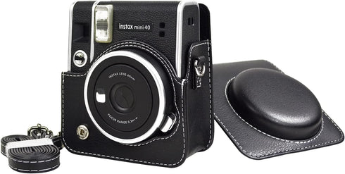 Rieibi Protective Case for Fujifilm Instax Mini 40, PU Leather Bag Cover with Strap for Instant Camera