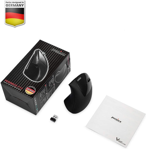 Perixx PERIMICE-713 Wireless Ergonomic Vertical Mouse - 800/1200/1600 DPI - Right Handed, Recommended for RSI Users