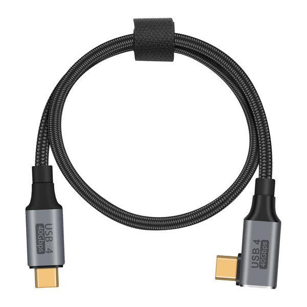 Poyiccot USB C Right Angle Cable 100W, 40Gbps Short USB 4 Cable for Thunderbolt 4, 1.5 Feet for MacBook Pro