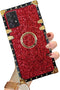 Samsung Galaxy A13 5G Bling Case, Red Luxury Glitter Sparkle Soft Trunk Cover with Finger Ring Grip Kickstand