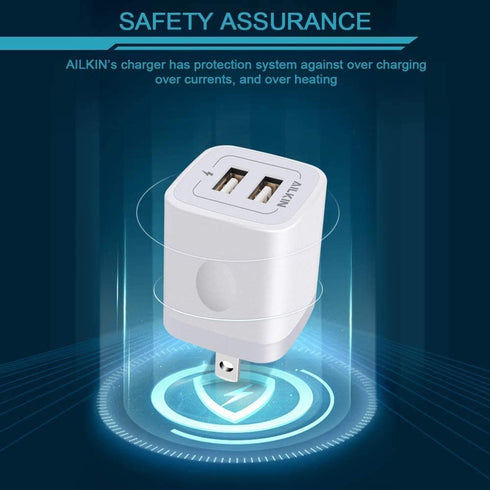 ?5Pcs? USB Plug, Wall Charger Fast Charging Block, Power Adapter Cube 2 Port Charge Travel Brick for iPhone 14 13 12 SE