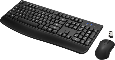 Wireless Keyboard and Mouse Combo, Full-Sized 2.4GHz Wireless Keyboard with Optical Mouse for Windows, Mac OS,
