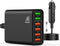 Multi Ports USB Car Charger, 96W 6 Port QC3.0 Fast Adapter with Four Quick Charge Ports for Smart Phone & Tablets