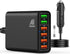 Multi Ports USB Car Charger, 96W 6 Port QC3.0 Fast Adapter with Four Quick Charge Ports for Smart Phone & Tablets