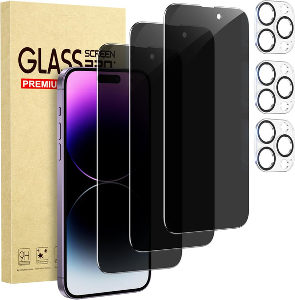Cutebe 3 Pack Privacy Screen Protector for iPhone 14 Pro Max+3 Pack