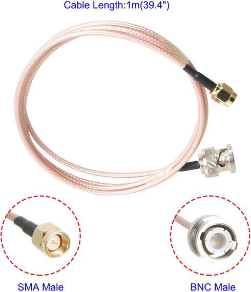 RF Coaxial Cable SMA Male to BNC Male RG316 Jumper Cable for DIY Radio, 3G/4G/5G/LTE/Antenna, 1M 1Pcs