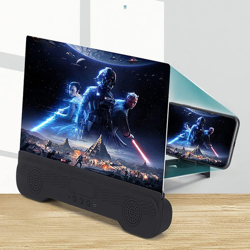 12 Inch Phone Screen Magnifier with Bluetooth Speaker, Foldable Phone Holder for All Smartphones
