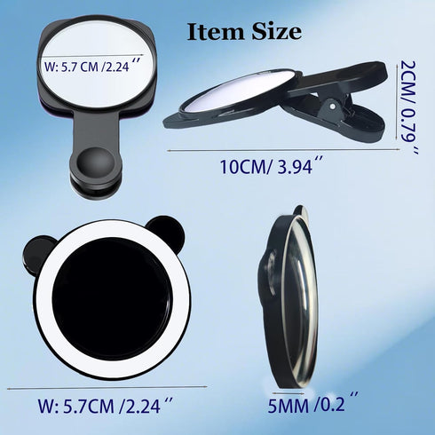 Ziqintech 2-in-1 Phone Selfie Mirror Clip, Magnetic Selfie Mirror for iPhone Back Camera, Universal Compact
