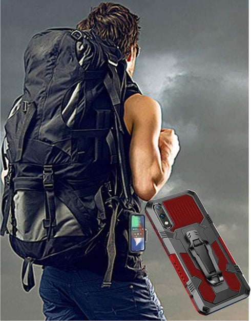 Folmeikat Compatible with Samsung Galaxy A01 Case - Military Grade Protective with Belt Clip and Kickstand