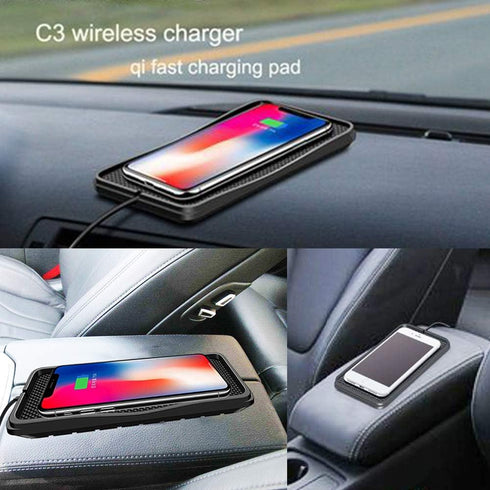 POLMXS 15W Fast Wireless Charger Car Charging Pad, Compatible with iPhone 11/12/14/15, Galaxy S21/S22/S23/S24