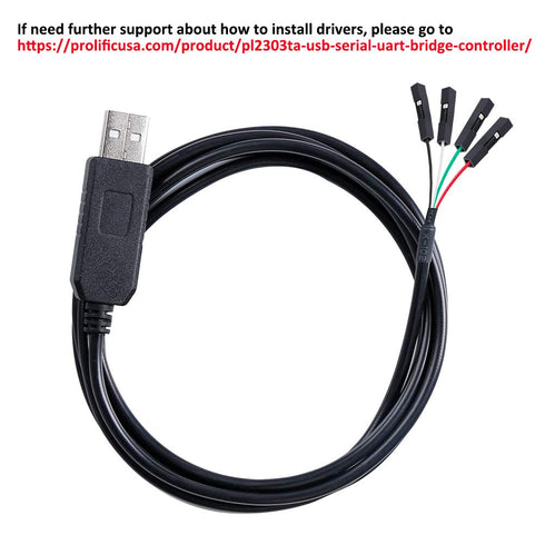 DTech USB to TTL Serial Adapter 3.3V Debug Cable TX RX Signal 4 Pin Female Socket (3ft, Black)
